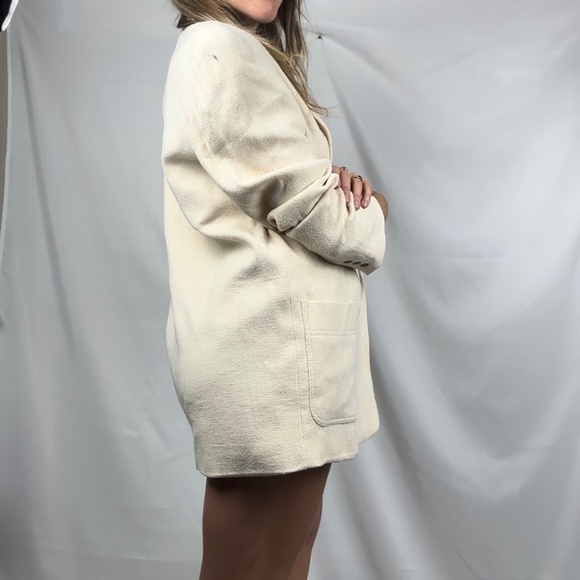 Vintage NY Studio 100% Raw Silk Blazer Cream Color with Shoulder Pads - Picture 7 of 16